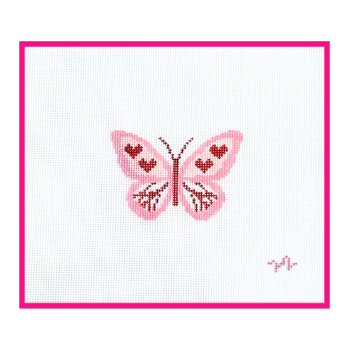Woven white needlepoint canvas with a hand-painted design