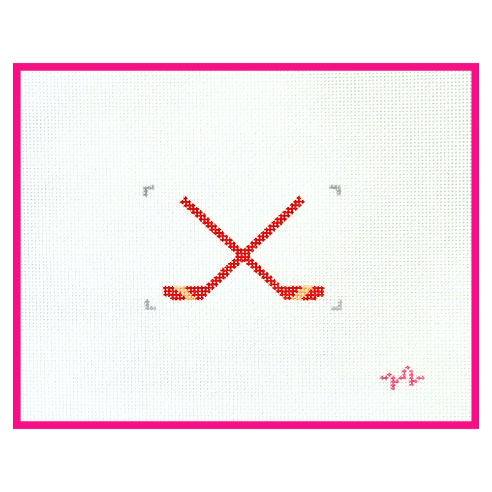 Crossed Ice Hockey Sticks Insert