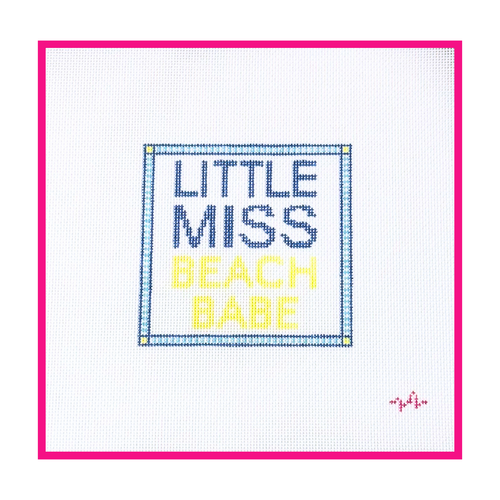 Woven white needlepoint canvas with a hand-painted design