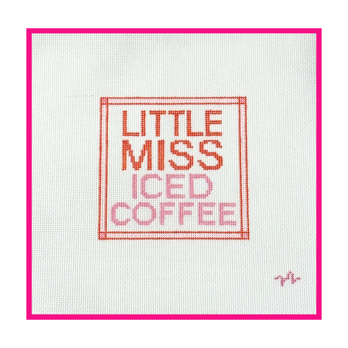 Woven white needlepoint canvas with a hand-painted design