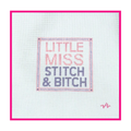 Woven white needlepoint canvas with a hand-painted design