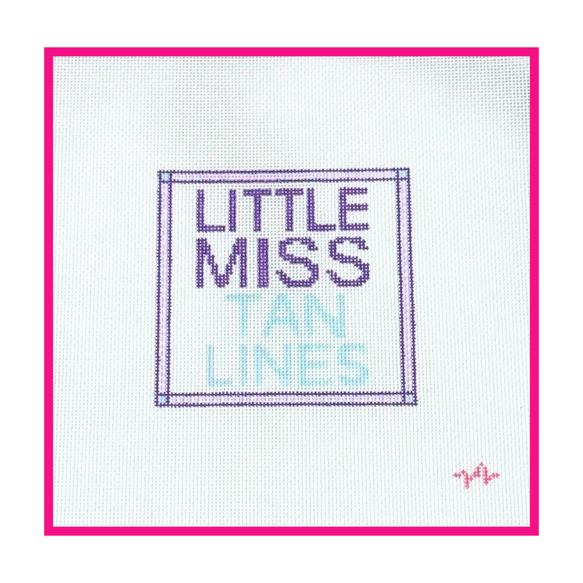 Woven white needlepoint canvas with a hand-painted design
