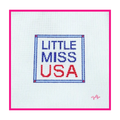Woven white needlepoint canvas with a hand-painted design